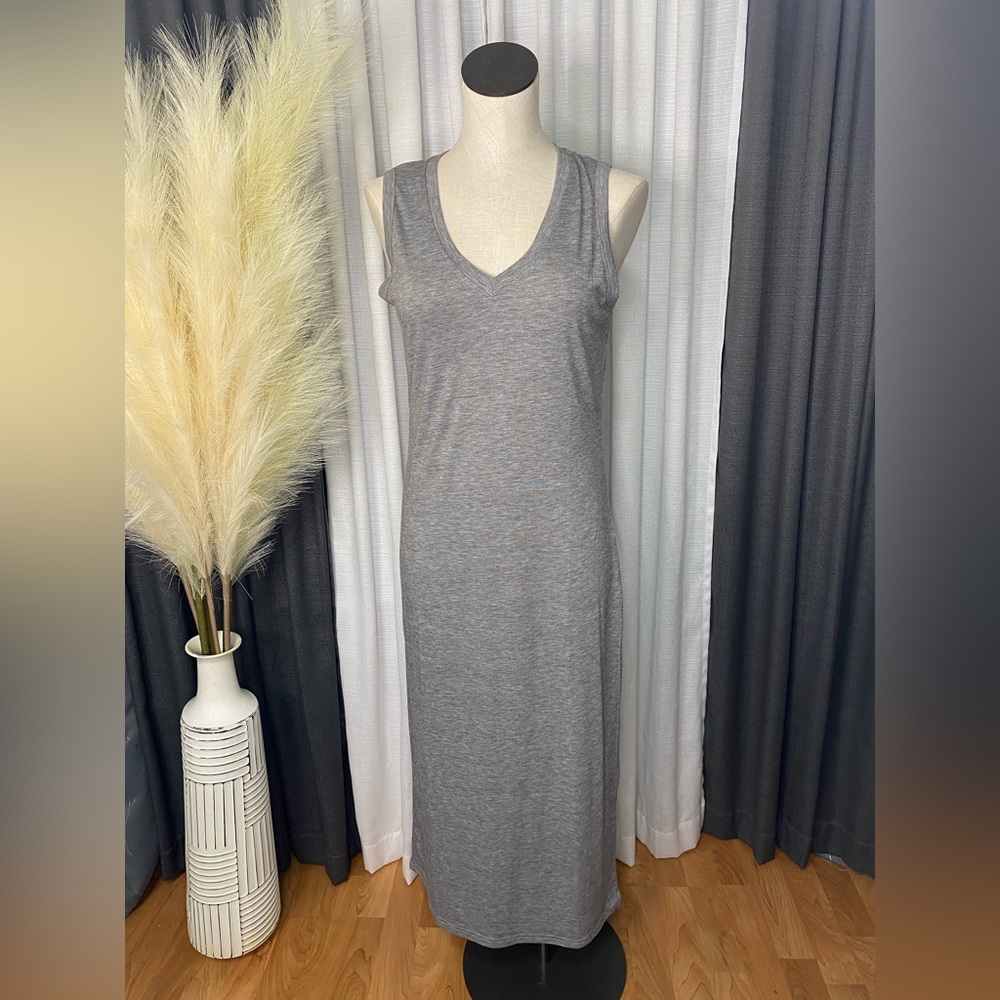Gray vneck maxi dress